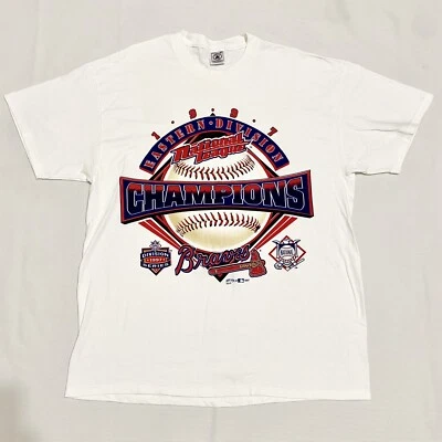 Vintage 1997 90s Atlanta Braves Eastern Division Champions T Shirt Size XL - Image 1 of 4