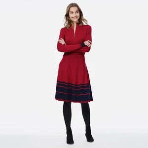 BRORA Merino Wool 1/4 Zip Turtle Neck Knit Dress Long Sleeve Ruby Red Size 8 UK - Picture 1 of 9