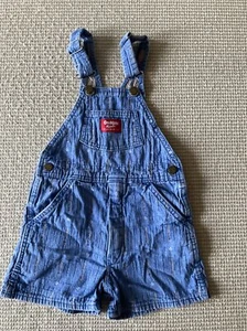 VTG Oskosh Baseball Ball Bat Stripe Denim Overall Shorts Size 6  Label USA Rare - Picture 1 of 10