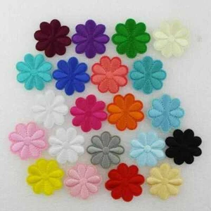 4cm Iron Sew On Satin Flowers Motif Daisy Garden Patch 20 COLOURS BUY 1 2+ 512D - Picture 1 of 29