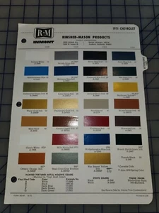 1971 Chevrolet Color Chip Sheet - Picture 1 of 1