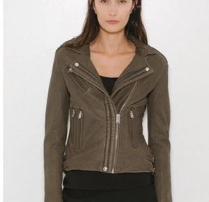 IRO Lambskin Leather Jacket Size 40 / US Small Olive Green NWT Deadstock - Imagen 1 de 4