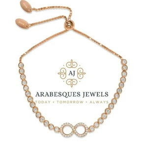 ARABESQUES GENUINE 925 STERLING SILVER/ROSE GOLD ETERNITY TENNIS BRACELET AJTB - Picture 1 of 4
