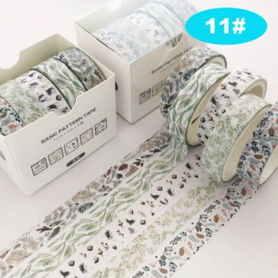 Washi Tape pacote com 5 rolos conjunto 3m máscara adesiva decorativa vintage japonesa faça você mesmo - Imagem 1 de 4