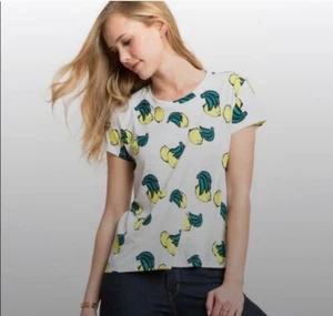 Marine Layer Women tee Shirt sz XS white lemon printed Crew Neck short Sleeve - Picture 1 of 12