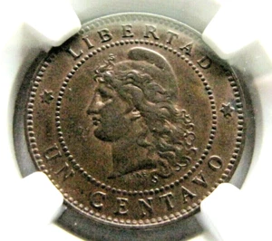 Argentina KM32 One Centavo 1895 NGC AU 58 BN - Picture 1 of 2