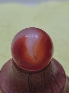 A76~Vintage Akro Agate Prizename Corkscrew Silver Carnelian 19/33" Mint Marble - Picture 1 of 12