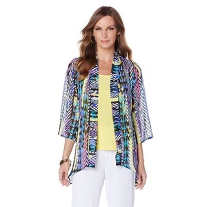 Slinky® Brand Printed Yoryu Chiffon Jacket 417607-J - Picture 1 of 3