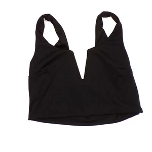 Camiseta sin mangas recortada negra para mujer talla mediana cremallera lateral elástica elegante club fiesta - Imagen 1 de 14