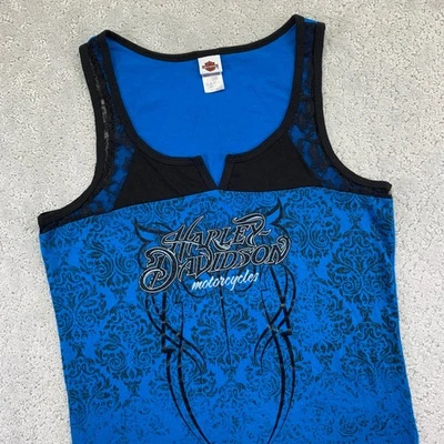 Regata feminina Harley Davidson Los Cabos XL azul preta sem mangas motociclista Y2k - Imagem 1 de 4