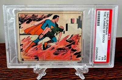 1940 Superman THE FLAMES OF DOOM #28 PSA  1.5 FR Rare Collectors Card Vintage - Image 1 of 3