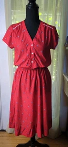 Vintage 70s Oops California Dress Damen Small Red Floral USA Made - Bild 1 von 11