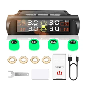 Solar Tyre Pressure Monitoring System TPMS Real Time Monitor +4 Luminous Sensors - Picture 1 of 13