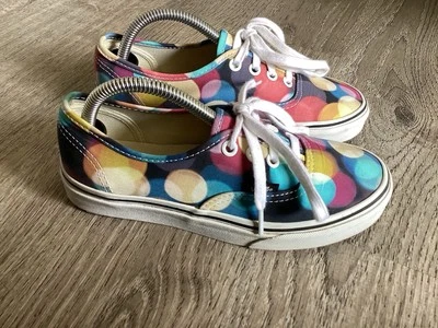 VANS Mujer Círculos Lunares Talla 5 Tenis Bajo Buey Luces Intermitentes Lona Zapatos Foto 1 de 4