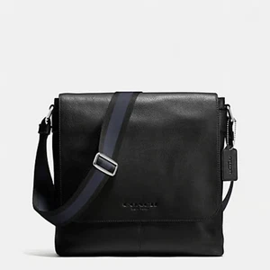 COACH F72108 SULLIVAN MESSENGER BAG  SPORT CALF LEATHER BLACK NWT CROSSBODY BAG - Picture 1 of 6