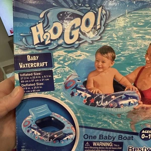 Bestway H2O GO! BLUE Baby Boat Watercraft Pool Float Shark Design age 0-1 yrs. - Picture 1 of 4