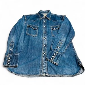 THE FLAT HEAD Blue Denim Long Sleeve Shirt Jacket No Duty for US Size L Japan - Bild 1 von 16