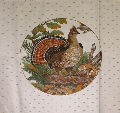 #1- Cranston~"Game Birds~Picture Patch Circles"~"Grouse"~Cotton Fabric Panel~Brn - Image 1 of 2