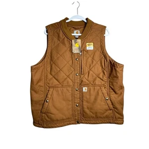 Neu mit Etikett Carhartt Damen XXL robuste flexible entspannte Passform isoliert gerippter Kragen braun Weste - Bild 1 von 8