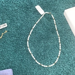 14kt Yellow Gold And Rice Pearl Necklace 18" Long NWT - Picture 1 of 5