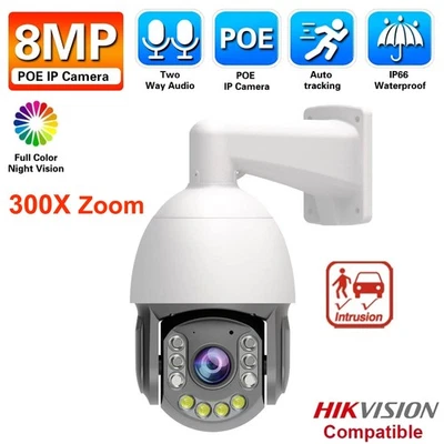 300XZoom 8MP 4K POE IP telecamera bidirezionale audio CCTV sorveglianza visione notturna a colori - Immagine 1 di 4