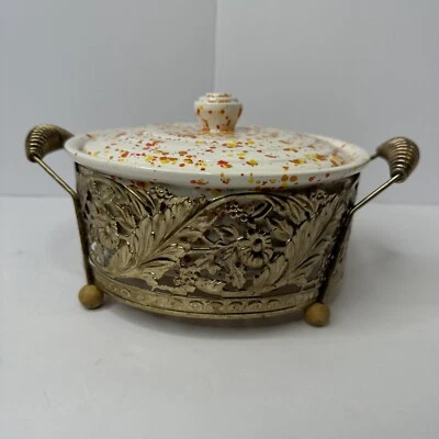 Vintage  mcm Chafing Dish Splatter Ware YY5 - Image 1 of 4