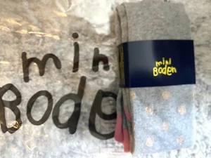 NEW Mini Boden Girl Pink Grey Polka Dot Tights Sparkle Sz 4-5 4 5 - Picture 1 of 2