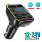 Car Bluetooth 5.0 FM Transmitter PD Type-C Dual USB 3.1A Fast Charger Handsfree