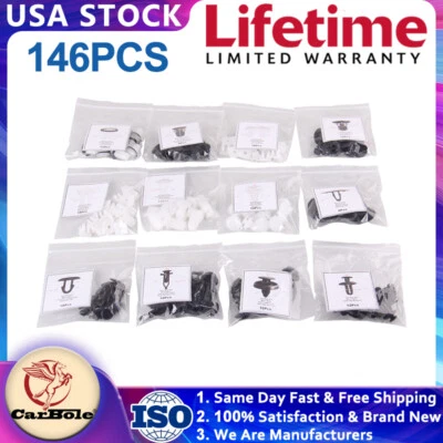 Surtido de sujetadores de retención de clip de parachoques capó de puerta guardabarros 146 piezas para Toyota Foto 1 de 4
