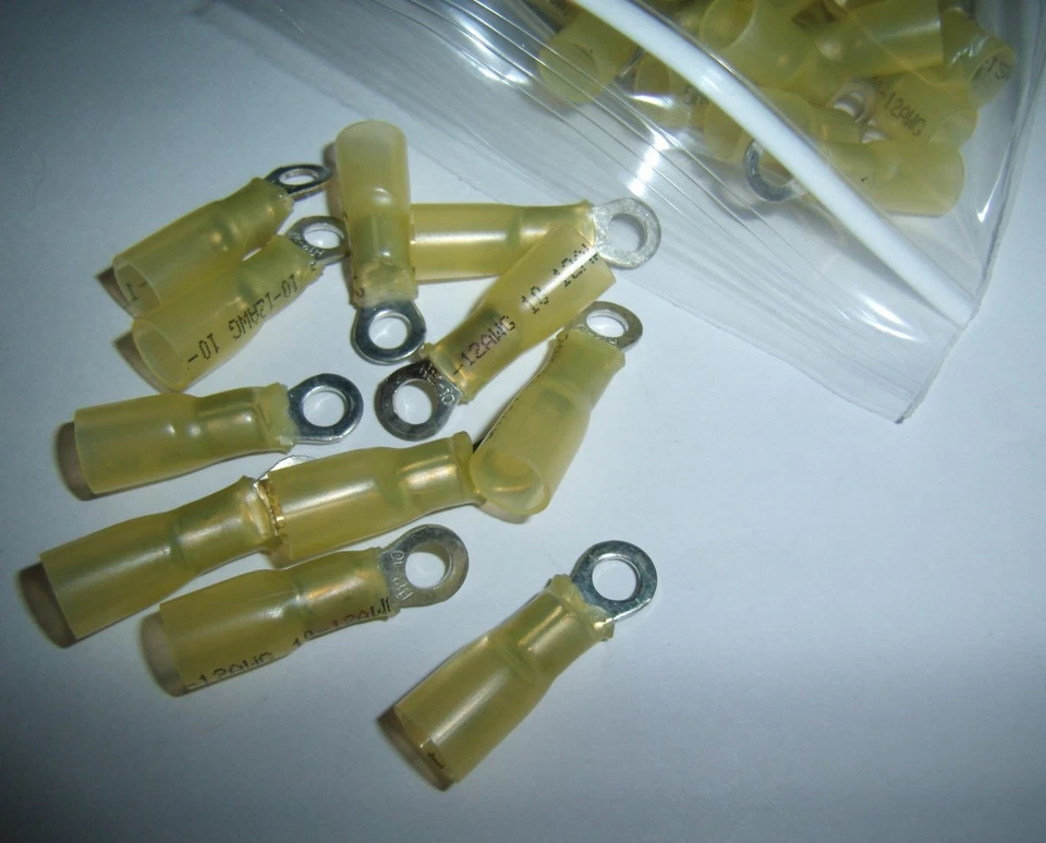 (25) Heat Shrink Ring Terminal Connector 12-10 Gauge Ga AWG Car Audio Marine New - Image 1 of 1