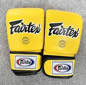 Fairtex Muay Thai Gloves TGT7 Yellow Size L - Open Thumb Thai Style Bag Gloves
