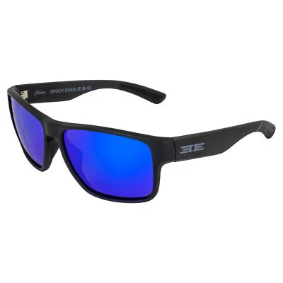 EPOCH EYEWEAR Epoch Charlie Polarized Sunglasses Black Frame Blue Mirror Lens