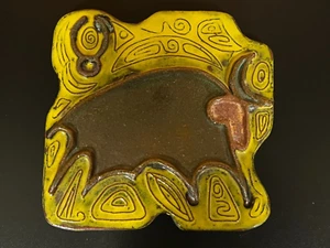 MCM Taurus wall pottery tile circa 1965 by Hans de Jong for Potterswiel, Holland - Picture 1 of 9
