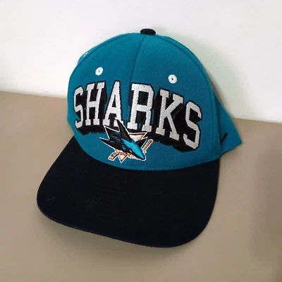 Vintage San Jose Sharks NHL Block Letter Logo Snapback Hat Zephyr - Image 1 of 4