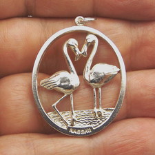 PENDANT vintage sterling silver with two flamingos Payton, Pepper & Son 1962