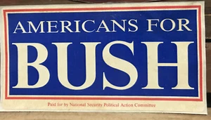 George H Bush Präsidentschaftskampagne Autoaufkleber AMERIKANER FÜR BUSH 3x6" PAC - Bild 1 von 2