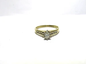 14K Gold Marquise Diamond Solitaire .40ct w/ round accents .10 Engagement Ring - Picture 1 of 11