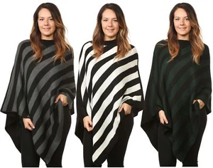 Neu warme Damen Strick Poncho Einheitsgröße Plus Rundhalsausschnitt Pullover Tops - Bild 1 von 11