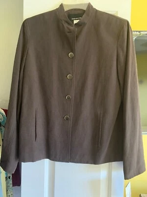 NUEVO CON ETIQUETAS $199 Jones New York Chaqueta Blazer Marrón Talla 6 Lino Mezcla Seda, Forrado, Bolsillo Foto 1 de 4