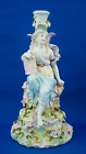 Plaue Germany Porcelain candlestick Book Flowers Muse poetry Lady Liberty Nude