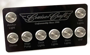 CUSTOM ENGRAVED SWITCH DASH PANEL/ BOAT/ PLANE/CAR/EQUIPMENT BLACK ACRYLIC LARGE - Picture 1 of 5