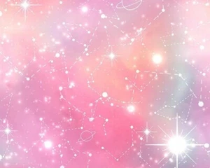 Pink galaxy space Cotton fabric dressmaking curtain quilting bench cushion - Picture 1 of 8