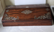 ANTIQUE MAHOGANY WRITING SLOPE  BOX - MOTHER OF PEARL INLAY - NEEDS TLC