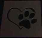 2 x dog paw in heart Wall art decal / card making stencils  Christmas gift