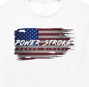 Power Stroke T-Shirt, Mens Powerstroke Tee, American Flag Desig - Picture 1 of 14