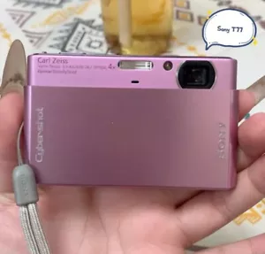 SONY Cyber Shot DSC-T77 10.1MP CCD Vintage Digital Camera Pink - Picture 1 of 4