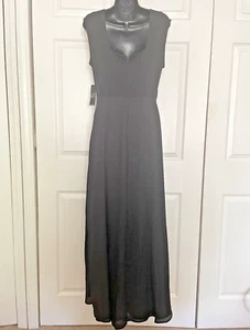New York & Co Dress Women Medium Black Blue Whimsigoth Witchy Side Slit Maxi - Picture 1 of 12