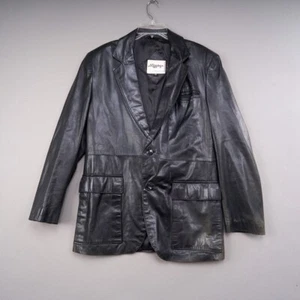 J. Riggings Vintage Black Leather Jacket Mens 40 Blazer Button Coat Fits 38 - Picture 1 of 14
