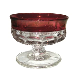 Vintage Indiana Glass Dessert or Fruit Cup Kings Crown Thumbprint Ruby Flash 3" - Picture 1 of 8