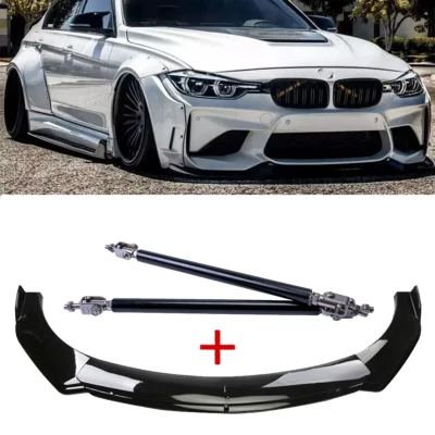 For BMW 325i 330i Black Front Bumper Splitter Spoiler + Strut RodS Foto 1 de 4